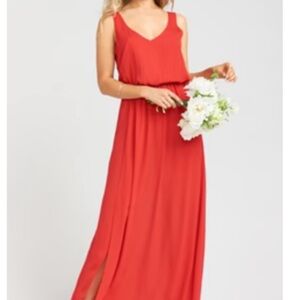 Lulu's Orange Pleated Maxi Dress V-Neck Sleeveless